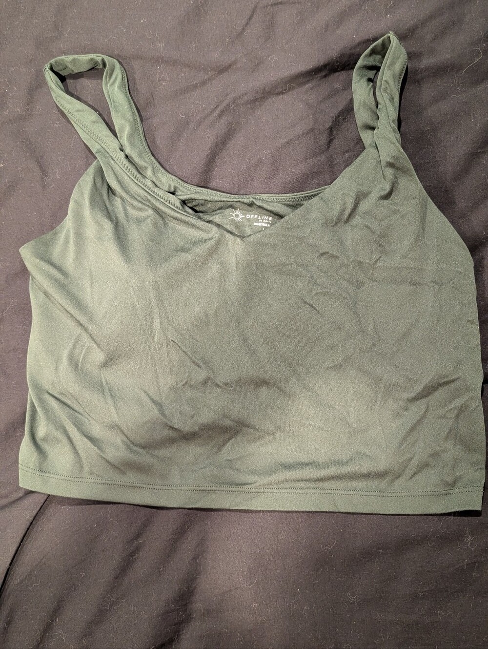 Aerie Offline Forest Green Seamless Crop Bralette